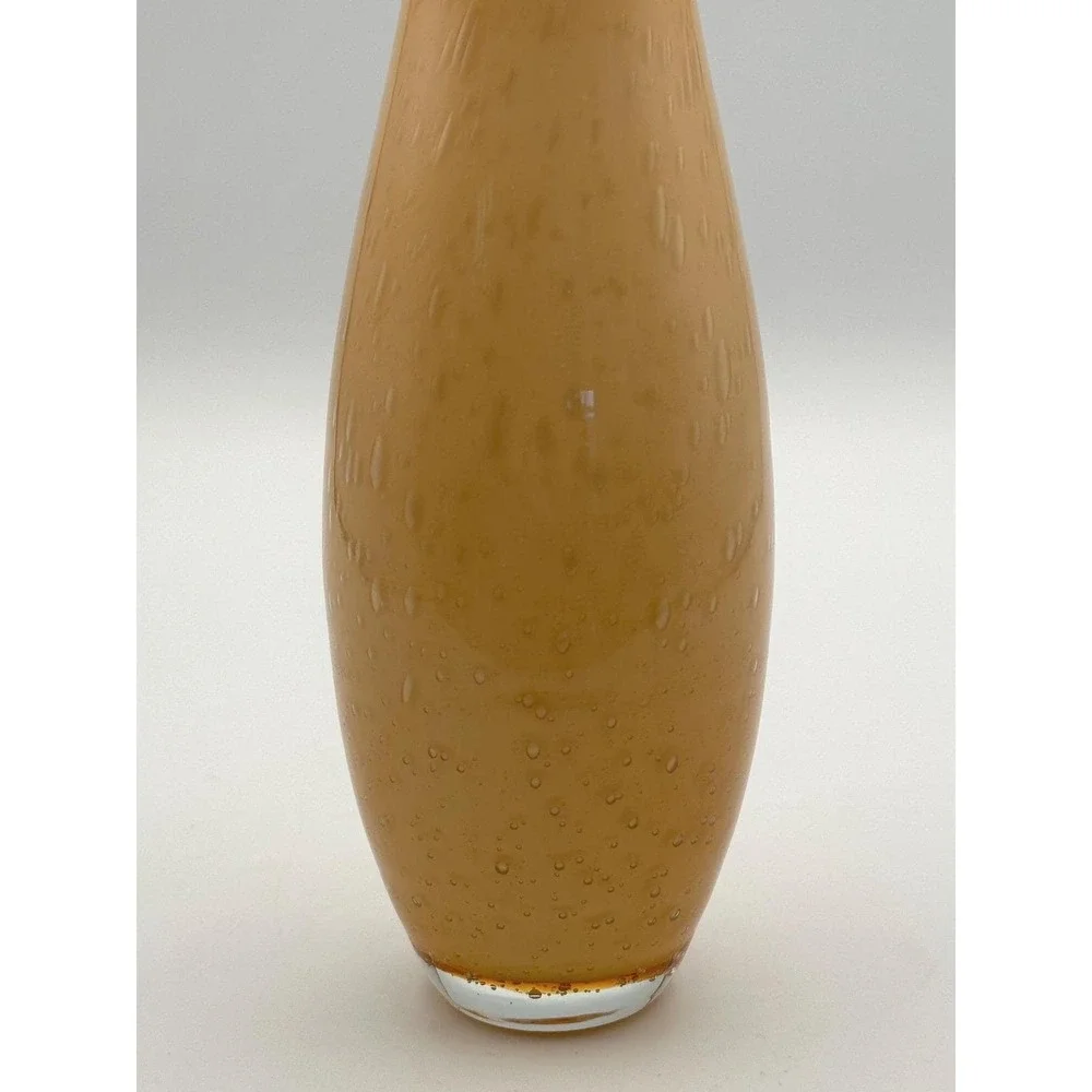 Vintage Hand Blown Amber Glass Vase 7 Inch - MCM Decor